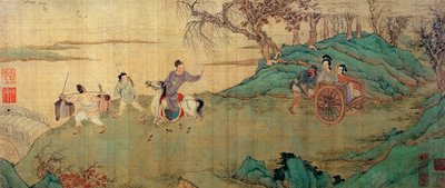 De Student Chang Neemt Afscheid van zijn Geliefde Ying Ying bij het Rustpaviljoen (detail) door Wen Zhengming