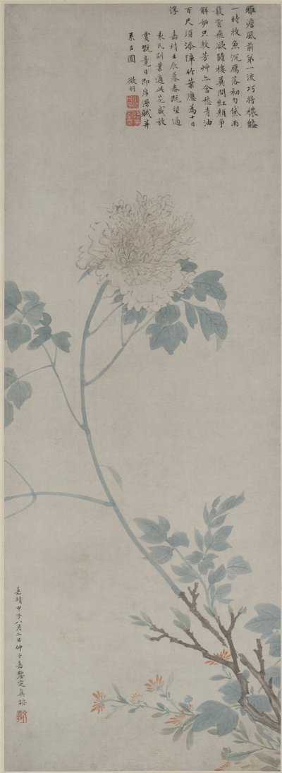 Pioenroos, Hangende Rol, 1532 door Wen Zhengming