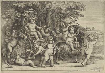 Optocht van bacchant en jongetjes op geiten door Wenceslaus Hollar (rejected attribution)