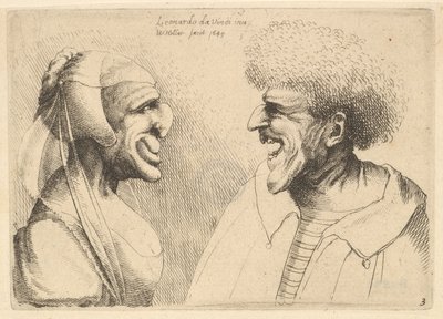 Een misvormd paar dat elkaar aankijkt door Wenceslaus Hollar
