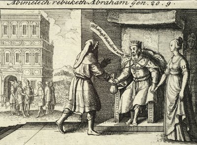 Abimelech berispt Abraham. Staat 2 door Wenceslaus Hollar