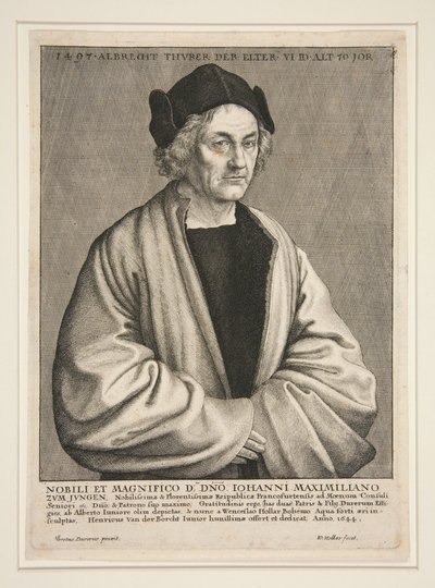 Albrecht Dürer de Oude (1427-1502) op 70-jarige leeftijd door Wenceslaus Hollar