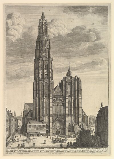 Antwerpse kathedraal Prospectvs Tvrris Ecclesiæ Cathedralis door Wenceslaus Hollar