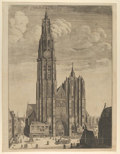 Antwerpse Kathedraal Prospectvs Tvrris Ecclesiæ Cathedralis, 1649 door Wenceslaus Hollar