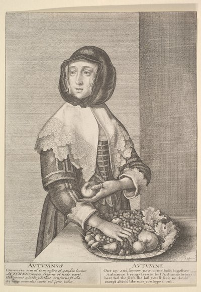 Autumnus - Herfst Driekwart lengte seizoenen, 1641 door Wenceslaus Hollar