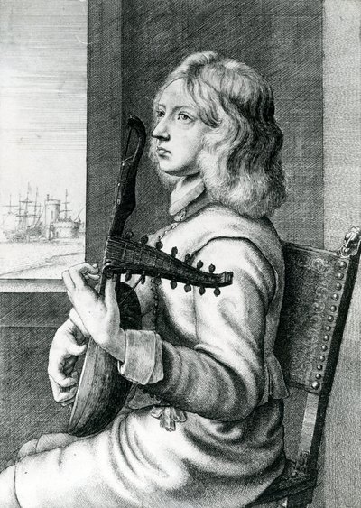 Barok Luitspeler door Wenceslaus Hollar