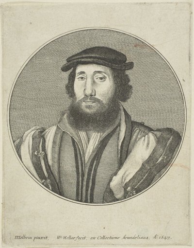 Baardige man door Wenceslaus Hollar