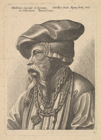 Baardige man met kettingketting, 1647 door Wenceslaus Hollar