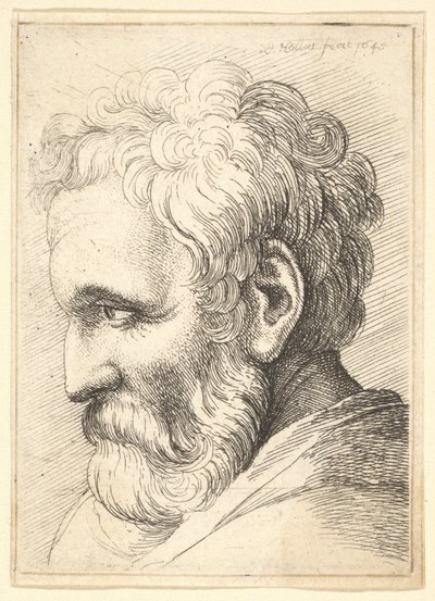 Baardige oude man, 1645 door Wenceslaus Hollar