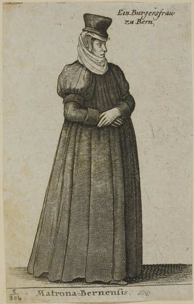Burgervrouw van Bern door Wenceslaus Hollar