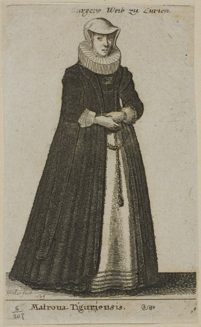Burgervrouw van Zürich door Wenceslaus Hollar