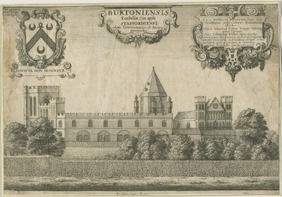 Burton-upon-Trent Abdij: kopergravure, 1661 door Wenceslaus Hollar