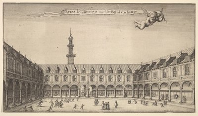 Byrsa Londinensis vulgo de Royal Exchange Royal Exchange, Londen, ca. 1647 door Wenceslaus Hollar