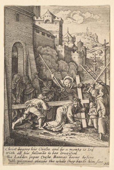Het dragen van het kruis, 1625-77 door Wenceslaus Hollar