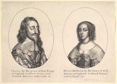 Karel I en Henrietta Maria door Wenceslaus Hollar