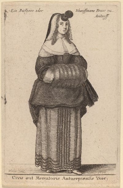 Ciuis aut Mercatoris Antuerpiensis Vxor door Wenceslaus Hollar