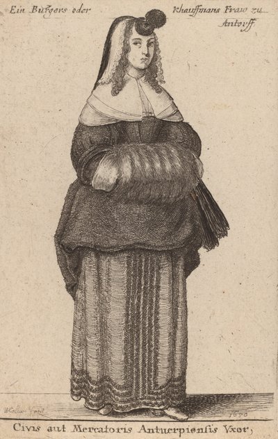Ciuis aut Mercatoris Antuerpiensis Vxor door Wenceslaus Hollar