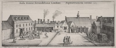 Binnenplaats van Arundel House vanuit het noorden door Wenceslaus Hollar