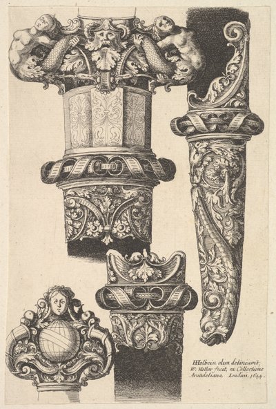 Dolk en schede, 1625-77 door Wenceslaus Hollar