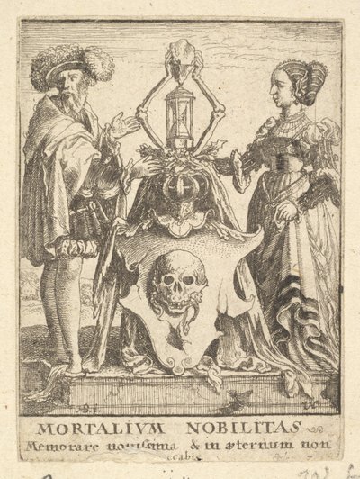 Wapenschild van de dood, uit de Dans van de Dood, 1651 door Wenceslaus Hollar