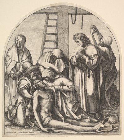 Afdaling van het kruis (naar Holbein) door Wenceslaus Hollar
