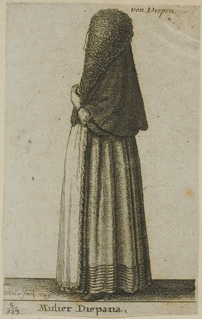 Dieppe vrouw door Wenceslaus Hollar