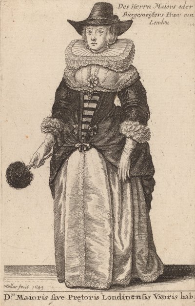 Dni Maioris sive Praetoris Londinensis Vxoris Hab:, 1649 door Wenceslaus Hollar