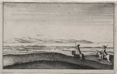 Engelse uitzichten: Isle of Wight vanaf Portsmouth door Wenceslaus Hollar
