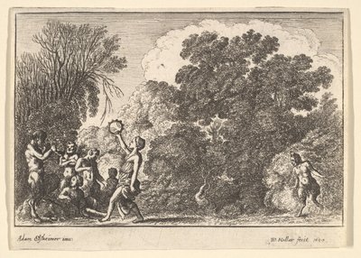 Vijf saters en twee nimfen door Wenceslaus Hollar