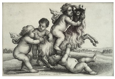 Vier kleine jongens en een geit door Wenceslaus Hollar
