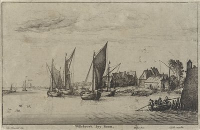 Gezicht op Willebroek nabij Mechelen door Wenceslaus Hollar