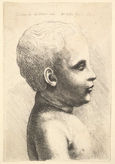 Hoofd en schouder van een kind, in profiel naar rechts, 1645 door Wenceslaus Hollar