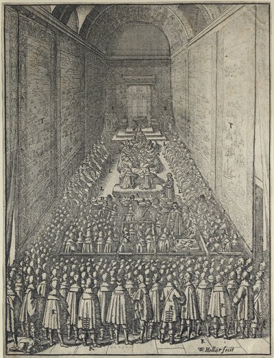 House of Lords, Palace of Westminster in Londen, ca. 1650 (ets) door Wenceslaus Hollar