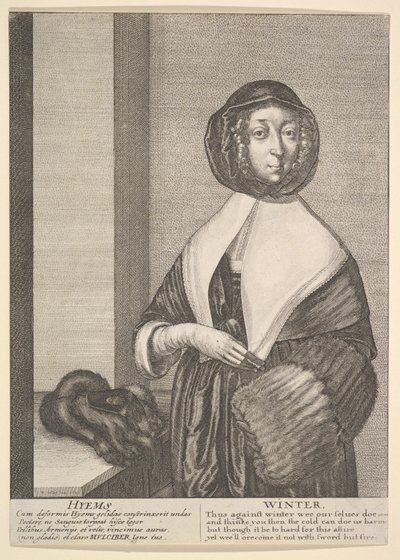 Hyems - Winter Driekwart lengte seizoenen, 1641 door Wenceslaus Hollar