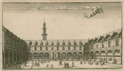 Interieur van de Royal Exchange, Londen door Wenceslaus Hollar