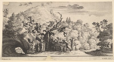Jezus bediend door engelen, 1652 door Wenceslaus Hollar