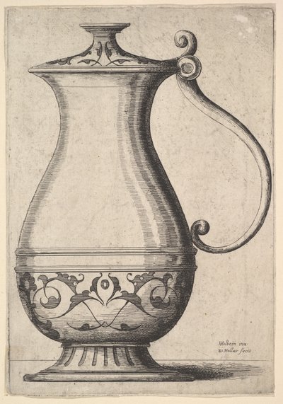 Kruik met arabesken op de basis, 1625-77 door Wenceslaus Hollar