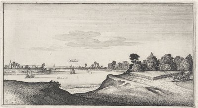 Landschap met gezicht op Mülheim door Wenceslaus Hollar