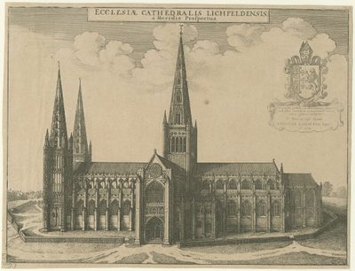 Lichfield Kathedraal - Zuidaanzicht: gravure door Wenceslaus Hollar