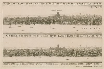 Londen, voor en na de Grote Brand door Wenceslaus Hollar