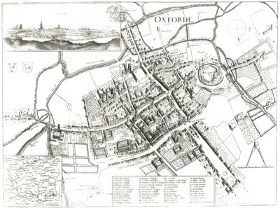 Kaart van Oxford, 1643 door Wenceslaus Hollar