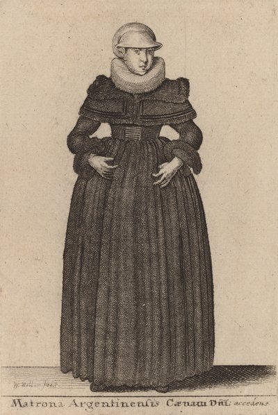 Matrona Argentinensis Caenam Dni Accedens e des Nymphs door Wenceslaus Hollar