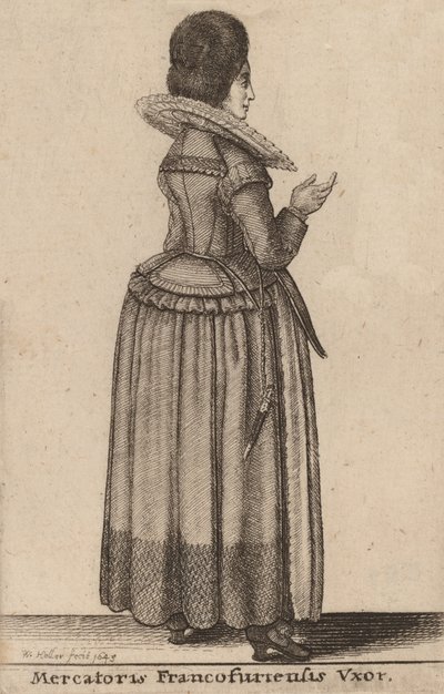 Mercatoris Francofurtensis Vxor, 17e eeuw door Wenceslaus Hollar