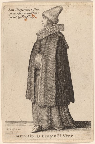 Vrouw van Mercatoris Pragensis door Wenceslaus Hollar