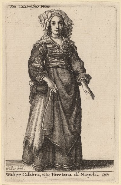 Mulier Calabra, Vulgo, Foretana di Napoli door Wenceslaus Hollar