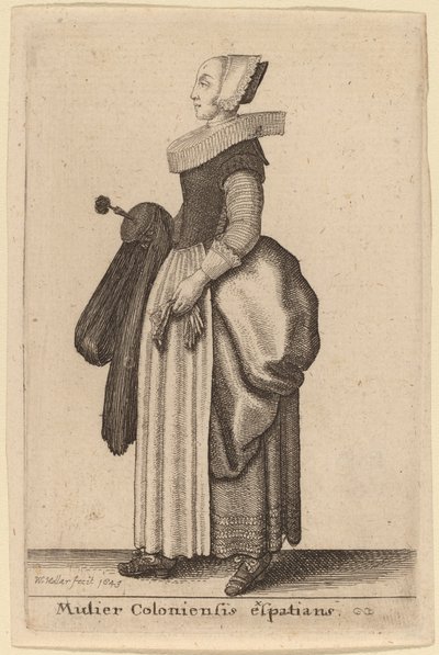 Mulier Coloniensis Exspatians door Wenceslaus Hollar