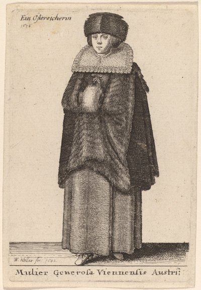 Edele Vrouw uit Wenen, Oostenrijk door Wenceslaus Hollar