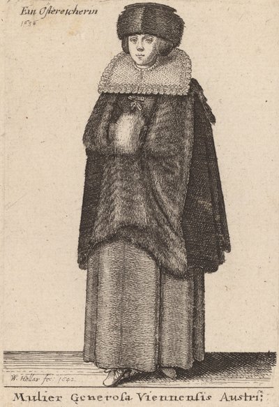 Mulier Generosa Viennensis Austri, 1642 door Wenceslaus Hollar