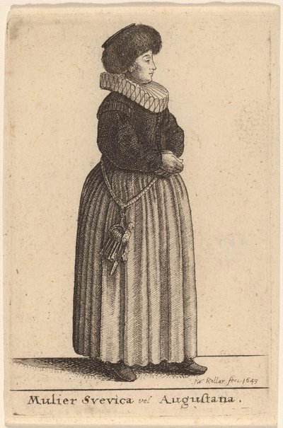 Zweedse of Augsburgse Vrouw door Wenceslaus Hollar