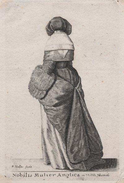 Nobilis Mulier Anglica in Vestitu Hiemali door Wenceslaus Hollar